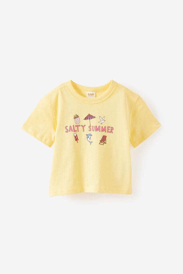 Baby Essential Short Sleeve Graphic Tee, BABY YELLOW/SALTY SUMMER