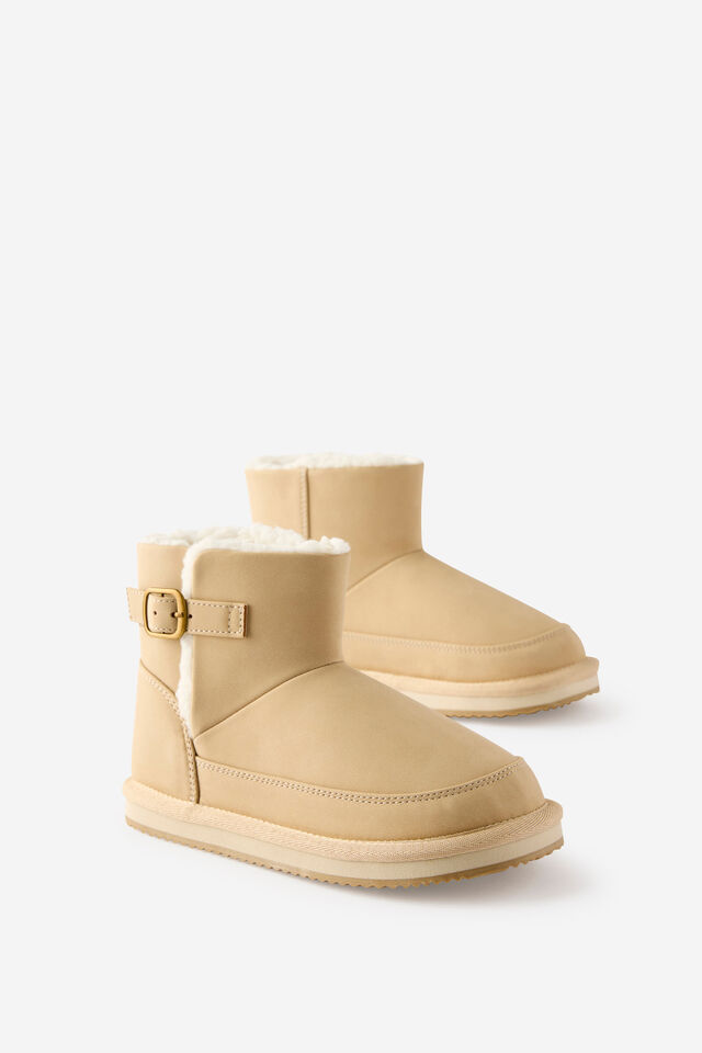 Kids Teddy Lined Buckle Boot, SEMOLINA/BUCKLE