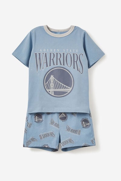 Jordan Short Sleeve Pyjama Set License, LCN NBA DUSTY BLUE/WARRIORS TONAL