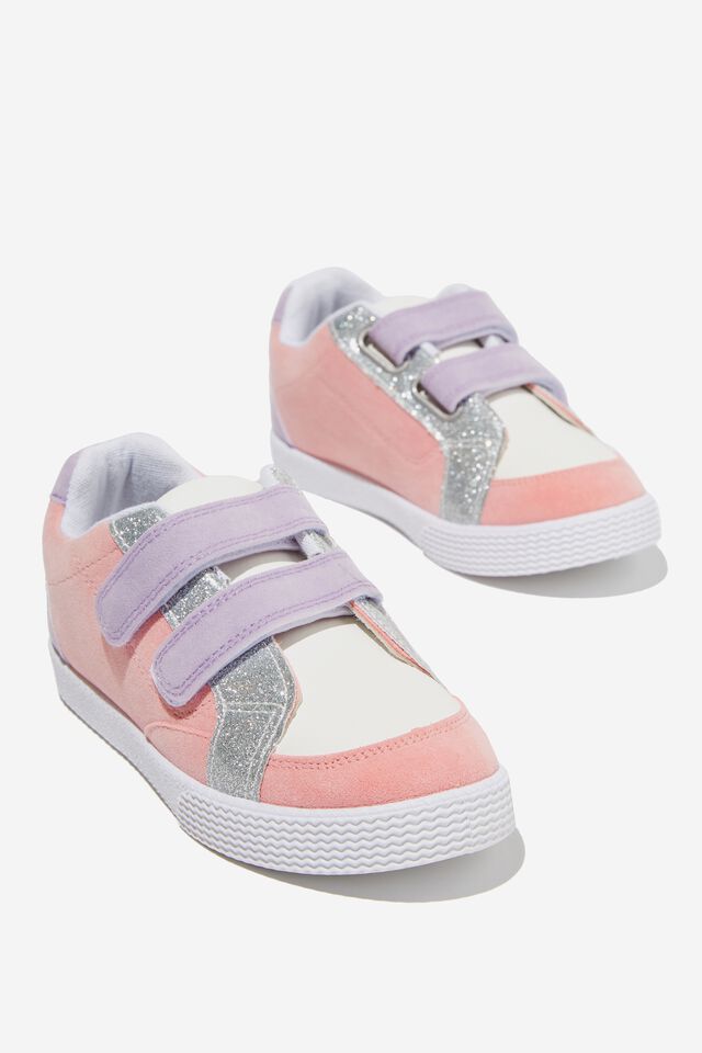 Darcy Double Strap Trainer, PINK/LILAC GLITTER