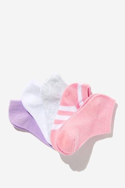 Kids 5Pk Ankle Socks, MARSHMALLOW/LILAC DROP/SNOW MARLE