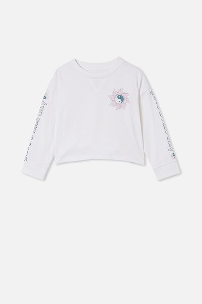 Scout Cropped Long Sleeve Tee, WHITE/NICE DAY