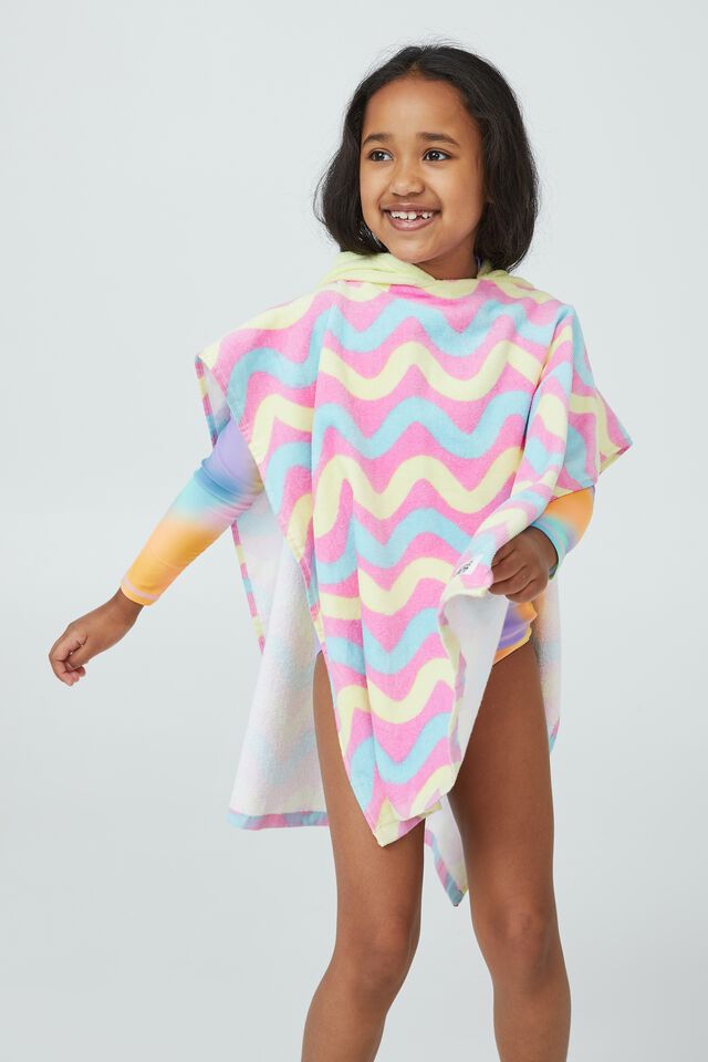 Kids Hooded Towel - Personalised, CRAYON RIPPLE/LEMON ZEST