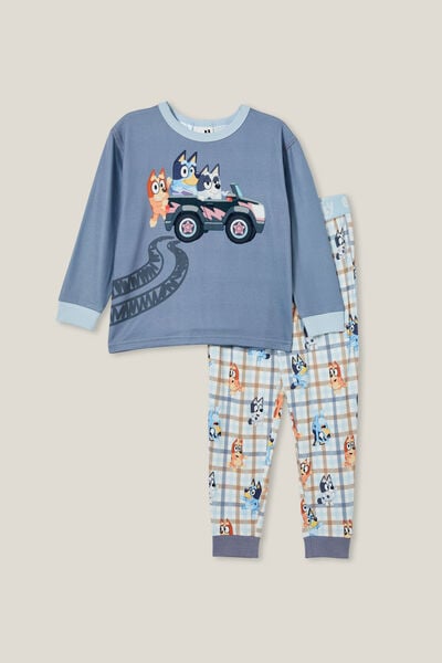 Pijamas - Chuck Long Sleeve Pyjama Set Licensed, LCN BLU STEEL/BLUEY ROAD TRIP
