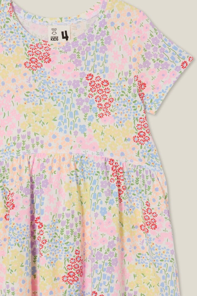 Freya Short Sleeve Dress, VANILLA/TROPICAL FLORAL FIELDS