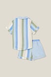 Archer Short Sleeve Pyjama Set, DUSK BLUE/BOLD STRIPE COLOURBLOCK - alternate image 3