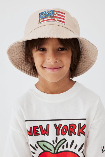 Kids Licensed Bucket Hat, LCN KEI KEITH HARING FLAG/RAINY DAY