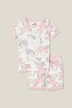 Harlow Super Soft Short Sleeve Pyjama Set, VANILLA/BREEZY UNICORN - alternate image 1