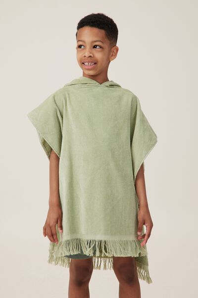 Kids Hooded Towel, GUMNUT GREEN/CROCODILE