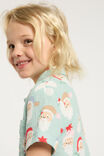 Riley Kids Unisex Short Sleeve Pyjama Set, BARBER BLUE/SANTA FACES - alternate image 4