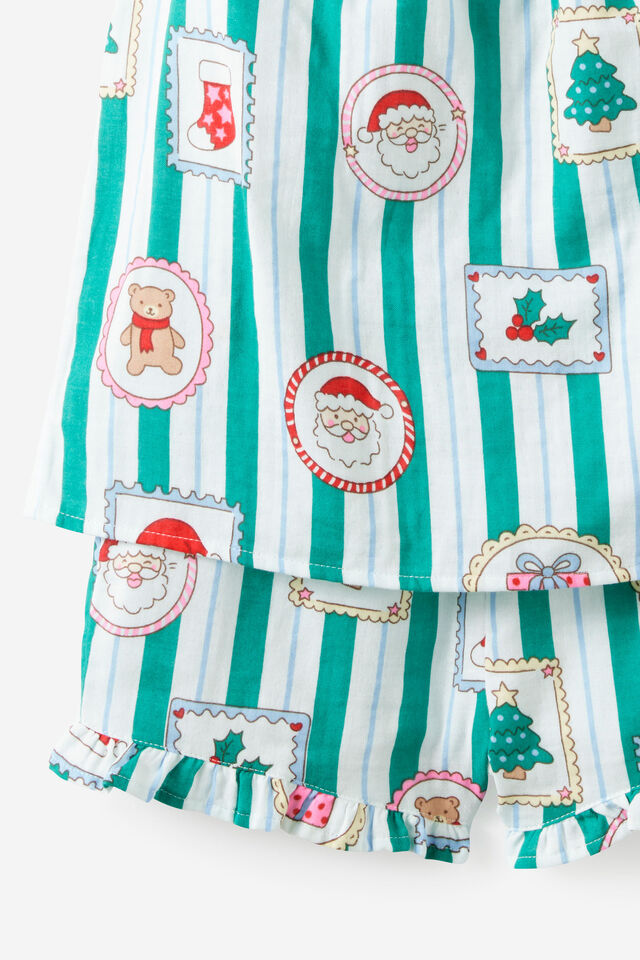 Kids Babydoll Family Xmas Pj Set, ENGLISH IVY/SANTA STAMP