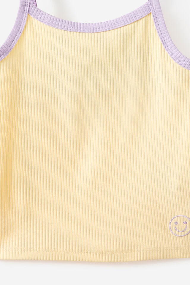 Ribbed Strappy Tank, BUTTER YELLOW/FUNDAY