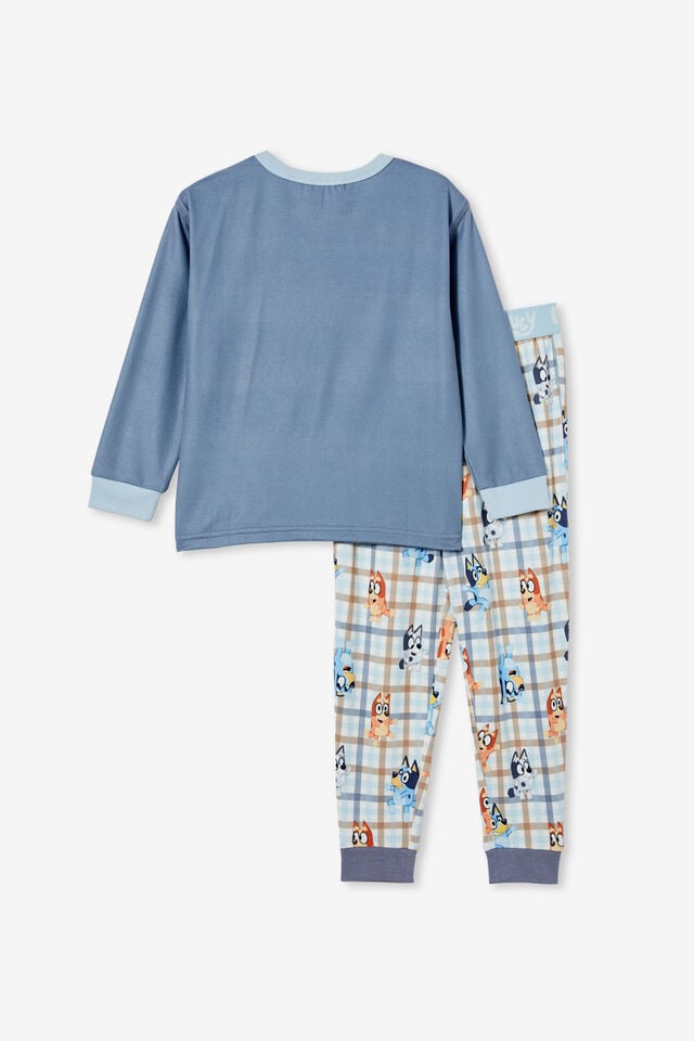 Bluey Chuck Long Sleeve Pyjama Set, LCN BLU STEEL/BLUEY ROAD TRIP