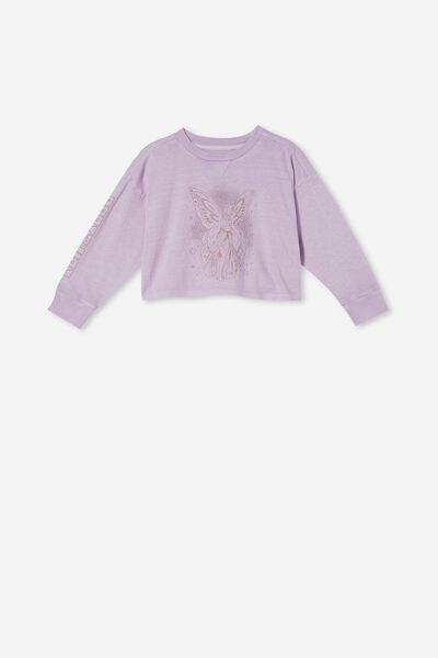 Scout Cropped Long Sleeve Tee, LILAC DROP/FAIRYTALE