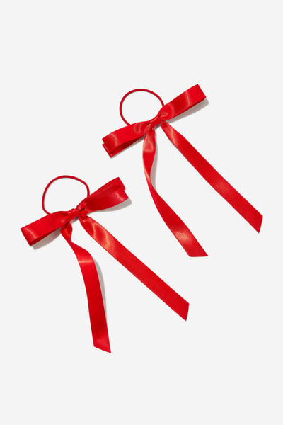 Acessório de cabelo - Bailee Bow Hair Tie 2Pk, VARSITY RED/SATIN