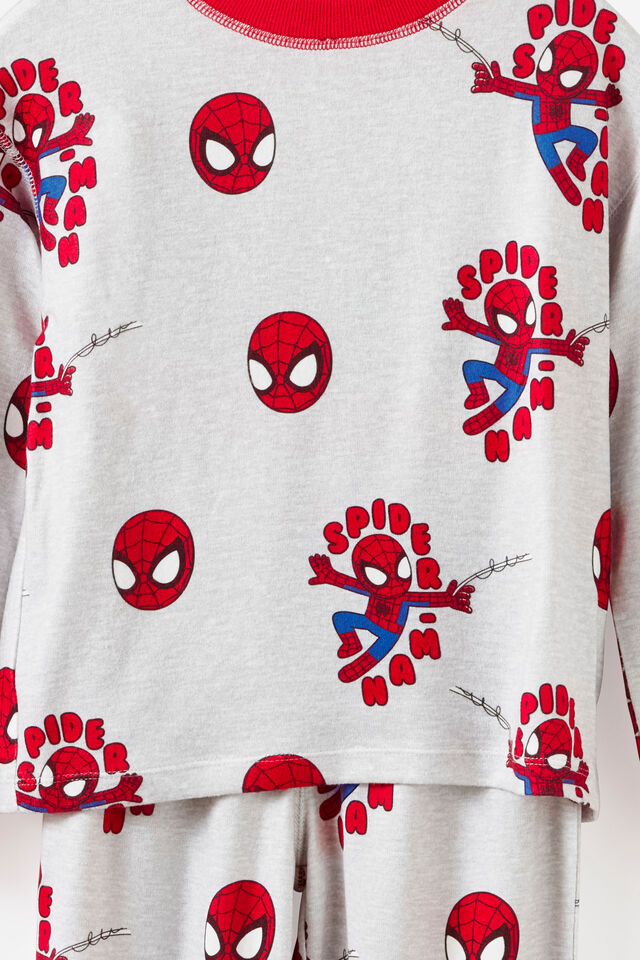 Spiderman Marvel Snoozesoft Long Sleeve Pj Set, LCN MAR GREY MARLE/SPIDERMAN