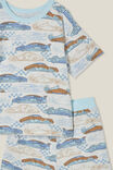 Felix Short Sleeve Pyjama Set, OATMEAL MARLE/RACE DAY FINISH LINE - alternate image 2