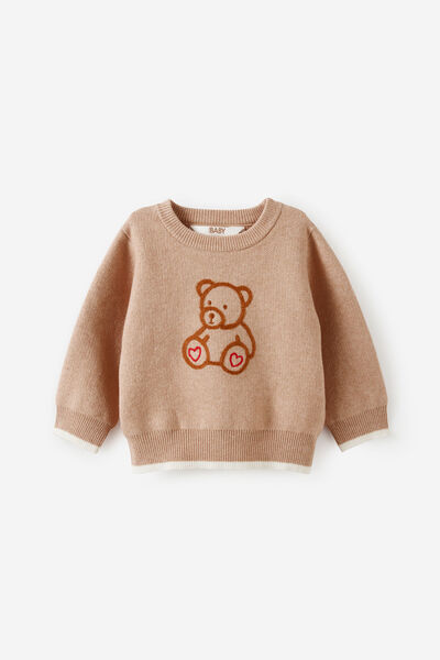 Baby Organic Blend Knit Sweater, CARAMEL FUDGE MARLE/BEAR