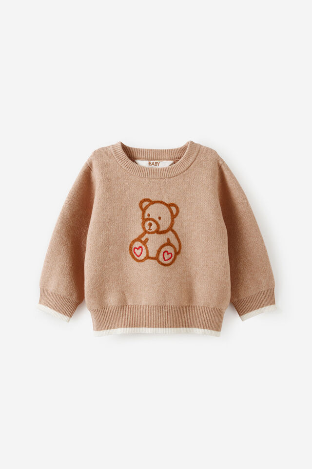 Baby Organic Blend Knit Sweater, CARAMEL FUDGE MARLE/BEAR