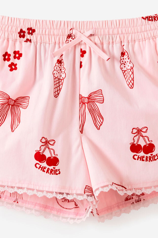 Gigi Woven Short, BALLET PINK/VARSITY RED MOTIFS