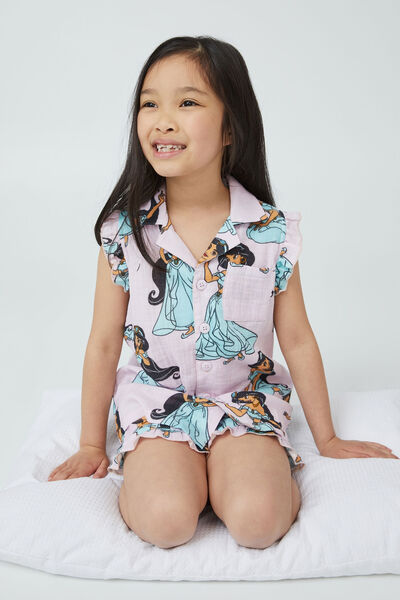 Yasmin Flutter Short Sleeve Pyjama Set Licensed, LCN DIS LAVENDER FOG/JASMINE