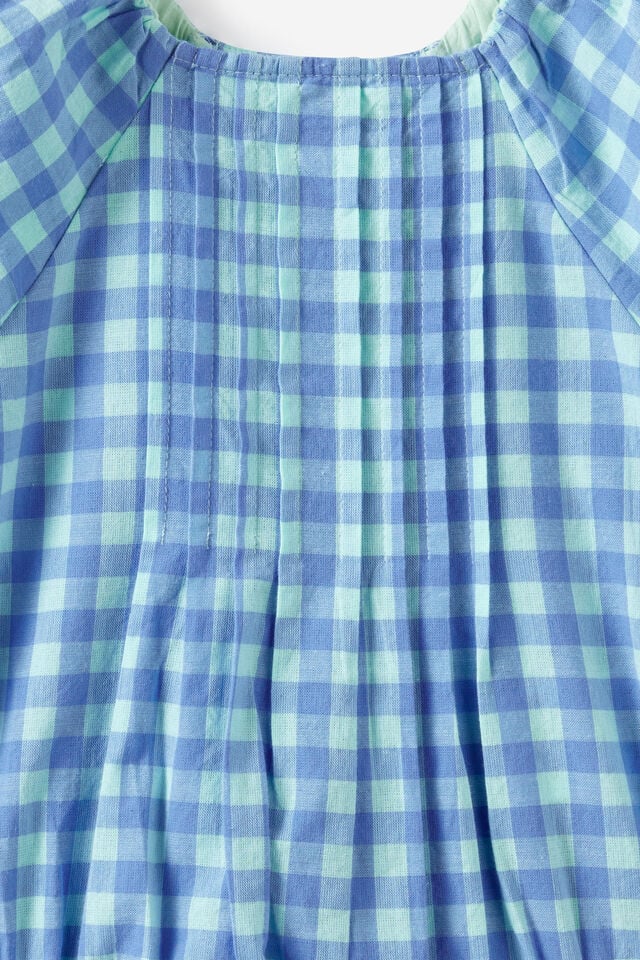 Baby Woven Raglan Bubbysuit, SEAGLASS/BLUE BONNET GINGHAM