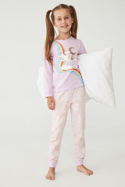 Florence Long Sleeve Pyjama Set, PALE VIOLET RETRO RAINBOW PEGASUS