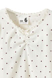 Fitted Essential Long Sleeve Ruched Top, VANILLA/BORDEAUX SPOT - example image 4