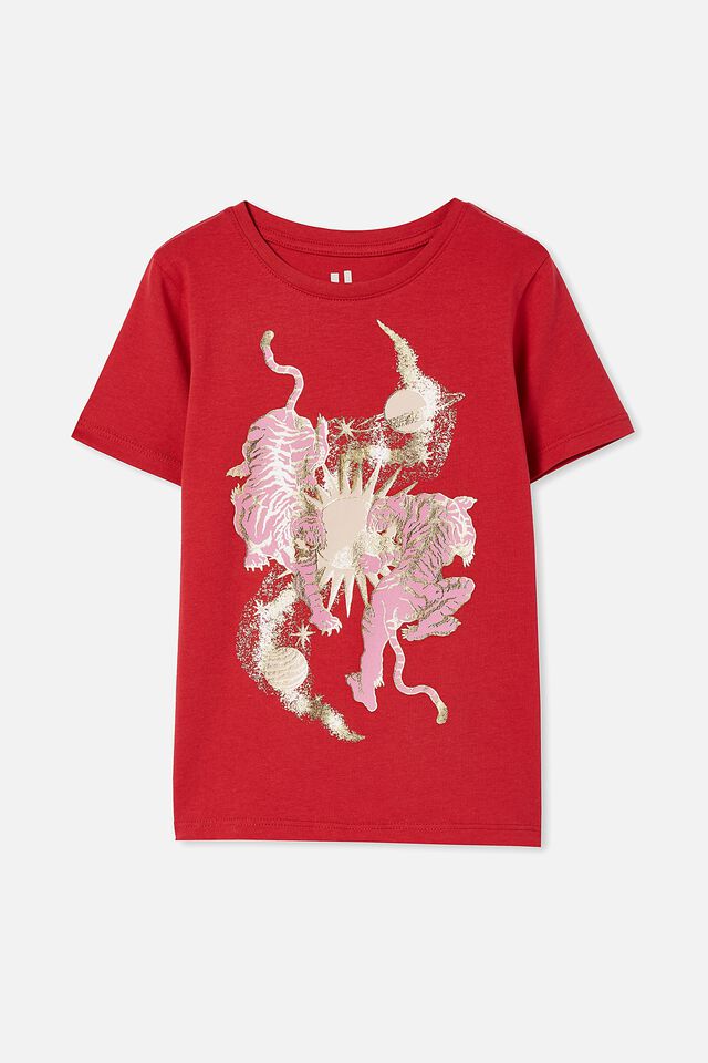 Penelope Short Sleeve Tee, LUCKY RED/SPACE TIGER