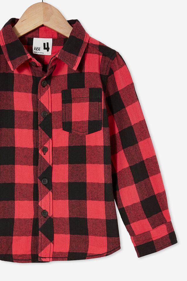 Rugged Long Sleeve Shirt, RED/PHANTOM BUFFALO CHECK