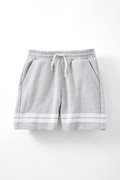 Short - Henry Slouch Short, FOG GREY MARLE W/WHITE STRIPE