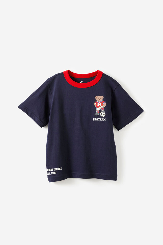 Essentials Graphic Short Sleeve Tee, SQUID INK/SOCCER BEAR