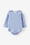 Organic Blend Knit Long Sleeve Bubbysuit, BLUEBELL MARLE - example image 1