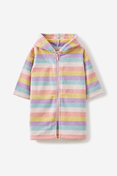 Baby Zip Through Hooded Towel, MULTI/RAINBOW STRIPE