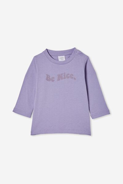 Camiseta - Jamie Long Sleeve Tee, PURPLE IRIS/BE NICE
