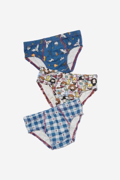 Cuecas - Boys 3 Pack Underwear Licensed, LCN WB HARRY POTTER/PETTY BLUE