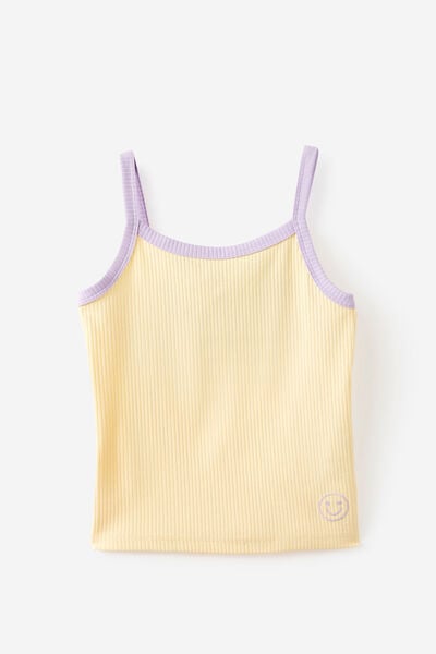 Ribbed Strappy Tank, BUTTER YELLOW/FUNDAY