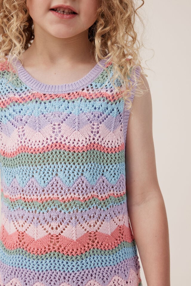 Skylar Crochet Dress, RAINBOW/ PATTERN STRIPE
