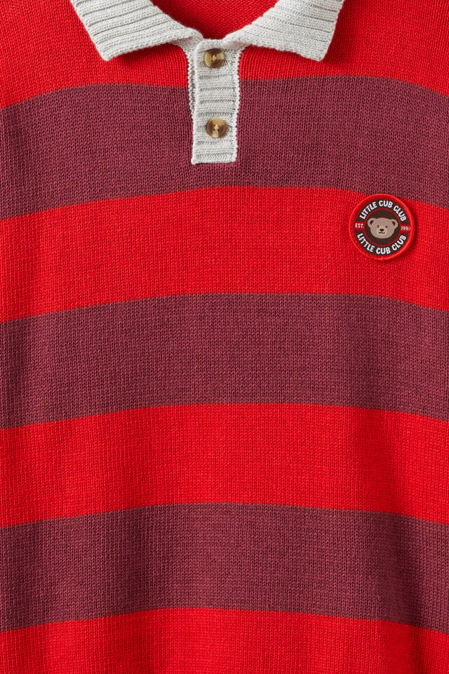 Boys Crew Neck Knit, VARSITY RED/BERRY JAM