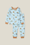Ace Long Sleeve Pyjama Set, FROSTY BLUE/DINO WOOD STAMP - alternate image 1