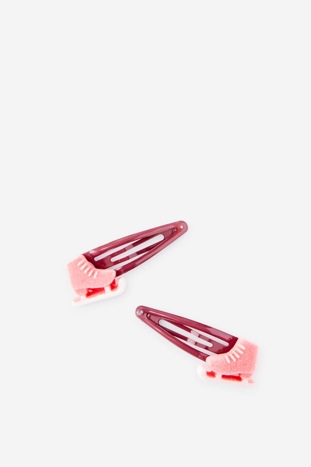 Kids Multi Pack Snap Hair Clips, BERRY JAM/ICE SKATES
