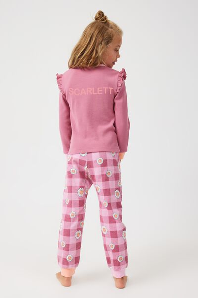 Willow Long Sleeve Flutter Pyjama Set Personalised, VERRY BERRY/GINGHAM BUNNIES