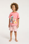 Jordie Organic Short Sleeve Pyjama Set, LCN BLU ORANGE CORAL/NO PEEKING BLUEY - alternate image 2