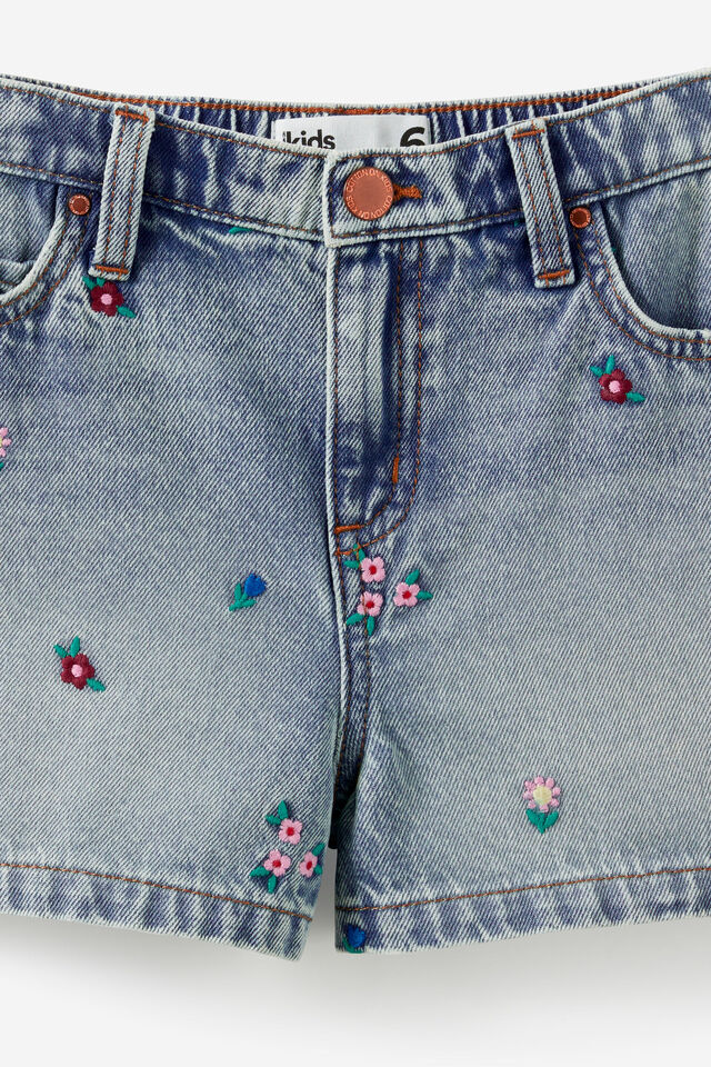 Relaxed Denim Short, AIRLIE LIGHT BLUE/FLORAL EMBROIDERY