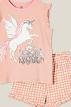 Stacey Short Sleeve Flutter Pyjama Set, ZEPHYR/UNICORN MEADOW FLORAL - alternate image 2