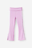 Soft Stretch Active Fold Over Flare Legging, PALE VIOLET/WHITE STRIPE - example image 2