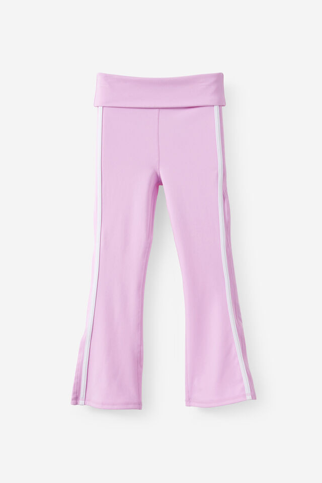 Soft Stretch Active Fold Over Flare Legging, PALE VIOLET/WHITE STRIPE