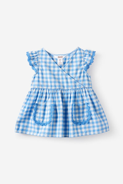 Charlie Baby Doll Dress, BLUE BONNET/VANILLA GINGHAM