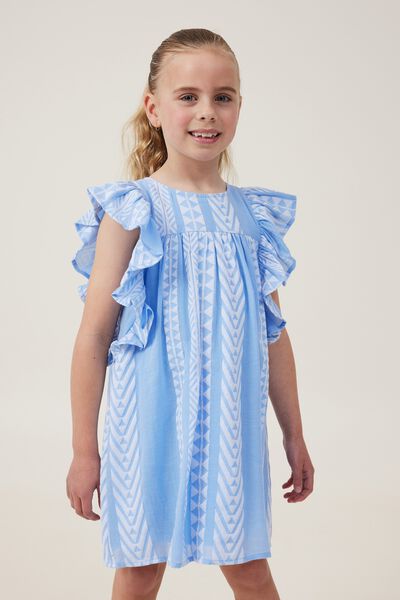 Quinni Short Sleeve Dress, DUSK BLUE/WHITE