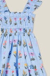 Jeanie Flutter Sleeve Dress, DUSK BLUE/GRID FLORAL - alternate image 2